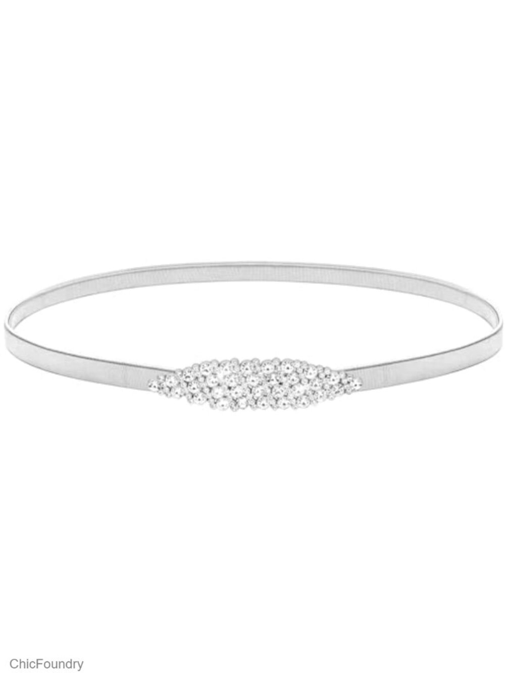 Elastic Metal Waist Belt Skinny Rhinestone Stretch Chain Belt for Women